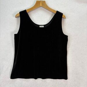 NWT Vtg Chico's Basic Black Velvet Contemporary Tank Top Layering Goth Whimsy‎